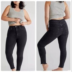 NEW Free People Black Raw Hem High Rise Jegging Skinny Jeans Size 25 Spring Chic